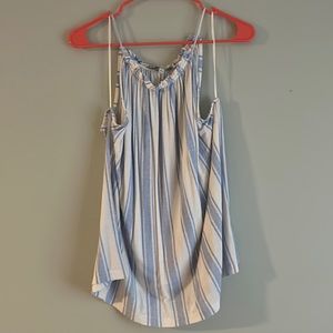 Blue and white striped tank